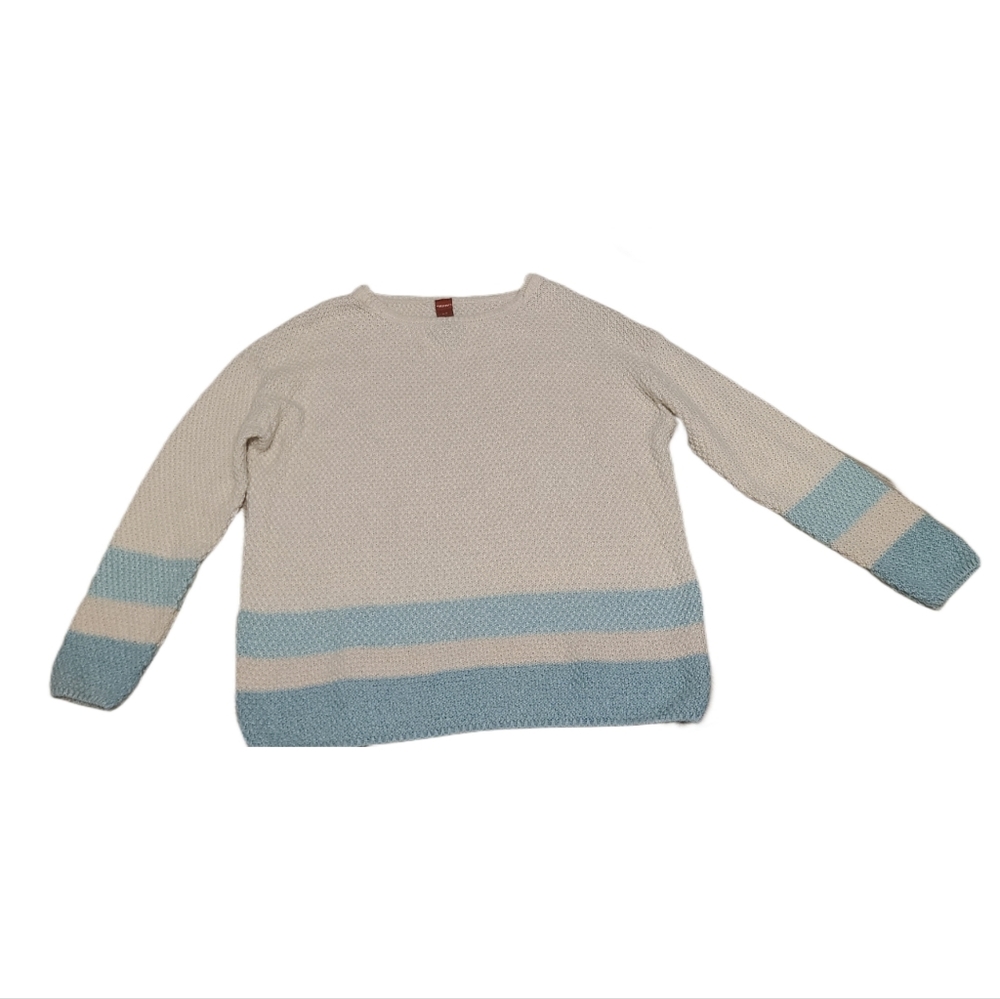 Olsen Europe Pale Grey and Blue Knit Sweater EUC